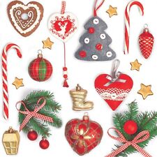 (2) Christmas Decoupage Paper Napkins Red Ornaments Craft Lunch Napkin - TWO picture
