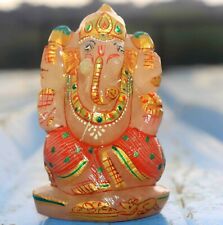 Rare Lord Ganesha 1087Ct Pink Jade Gold Art Work Figurine Hinduism Collectible picture