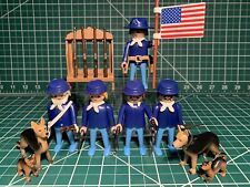 PLAYMOBIL 3485 US CAVALRY Lot of 5 Soldiers, 2  Shepherds, Rifles,Flag US VENDOR picture