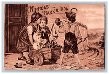 Nichols Bark Iron Medicine Tonic Quack Kids Wagon Bottle Trade Card picture