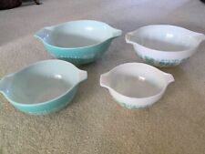 Vintage PYREX Amish Butterprint Cinderella Nesting Mixing Bowls - Set of 4 Teal picture