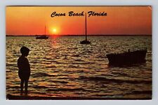 Cocoa Beach FL-Florida, Sunset View Of The Beach, Vintage c1978 Postcard picture