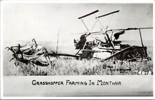 RPPC Grasshopper Farming in Montana - Humor Exaggerated Real Photo Postcard picture