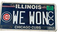 Chicago Cubs WE WON Illinois License Vanity Plate Authentic Baseball World Serie picture