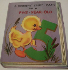 Greetings Inc Birthday 5 Year Old Duck Story Book Bluebird Greeting Card Vintage picture