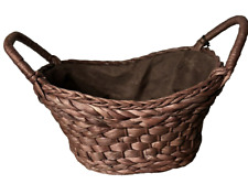 Yankee Candle Woven Wicker Basket 2 Handle Gift Basket Dark Brown Basket Only picture