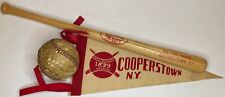 Vintage Baseball Lot - Cooperstown Banner/Louisville Slugger Mini Bat/Old Ball picture