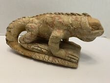 ULTRA RARE VINTAGE HAND-CARVED STONE IGUANA SCULPTURE 9+ lbs .. READ picture