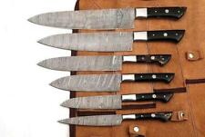 BEAUTIFUL CUSTOM HANDMADE 6 PIECES DAMASCUS STEEL HUNTING CHIEF SET.WITH SHEATH picture