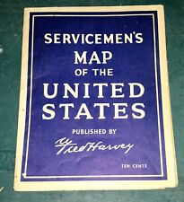Vintage Servicemen’s Map of the United States Fred Harvey picture