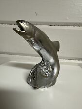 Vtg. Jumping Leaping Trout Fish Hood Ornament Cast Chromed 1960's Exc. Cond. 5