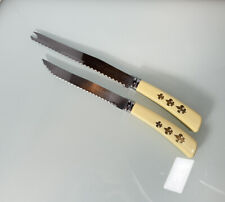 Vintage Quikut Fleur-De-Lis Stainless Carving & Slicing Knife Set Of 2 Bakelite picture