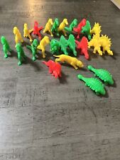 Lot Of 24 Vintage MARX Style Plastic Dinosaurs Bright Colors Mixed picture