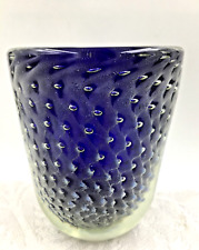 Vintage  Sommerso Cobalt Blue Art Glass Vase Controlled Bubbles - picture