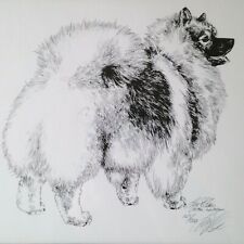 American Eskimo Dog Eskie Art Print Lyn St Clair Numbered Signed B&W Frame 20x15 picture