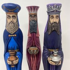 Vintage Nativity  3 Three Wisemen Christmas  Magi Purple Painted Handmade 13” picture