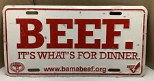 BEEF It's What's For Dinner Booster License Plate Alabama Farmer Cattle picture