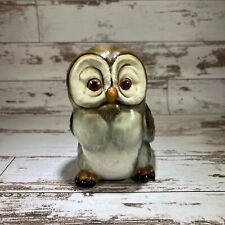 Vintage Ceramic Owl Planter Nicely Painted White Brown Small Made In Japan picture