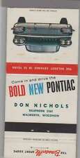 Matchbook Cover - 1958 Pontiac Dealer Don Nichols Walworth, WI picture