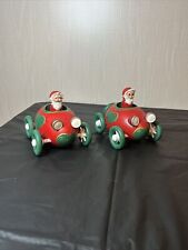 Vintage Wood Handmade And Hand Painted Christmas Santa Clause Set Of Two Signed picture
