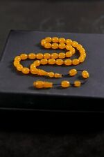 Tightening Yellow Amber Islamic Prayer 33 beads Tasbih Misbaha Tasbeeh 8x10,5 picture