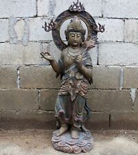 Unique Chinese Standing Kwan-yin on the Lotus 45” tall Camphorwood Statue picture