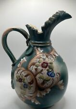 Antique Victorian  Pitcher/Vase Teal Floral  picture