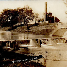 c.1913 Kansas State Hospital Insane Asylum Osawatomie RPPC Bridge Dam Xmas Eve picture