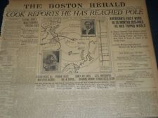 1909 SEPTEMBER 2 THE BOSTON HERALD - COOK REPORTS HE HAS REACHED POLE - BH 209 picture