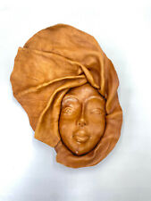 Vintage Leather Haitian Female Wall Sculpture - Signed Arias Gabriel picture