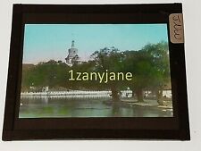 Glass Magic Lantern Slide JNW CHINESE CHINA TOWER FROM THE RIVER picture