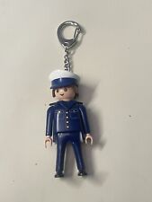 Vintage 1997 PLAYMOBIL FIGURES Blue Modern Police Officer Key Ring picture