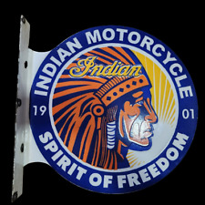 INDIAN SPIRIT PORCELAIN ENAMEL SIGN 18X20 INCHES DOUBLE SIDED WITH FLANGE picture