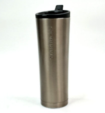 Starbucks 2011 Silver Stainless Steel Tumbler Travel Mug Cup Flip-top Lid 20 oz picture