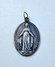 Vintage Sterling Silver Virgin Mary Madal Pendant France picture