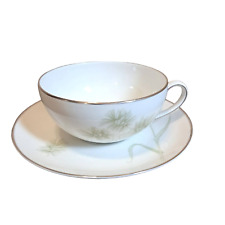Vintage 40s-60s MCM Vita Craft Bavarian China Greenbriar Cup Saucer White (4) picture