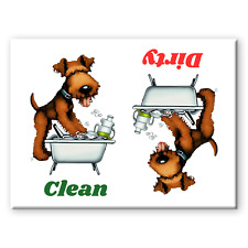 AIREDALE TERRIER Clean Dirty DISHWASHER MAGNET Dog picture