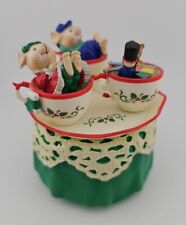 1994 Enesco Mice Teacup Music Box. We Wish You A Merry Christmas. Excellent Cond picture
