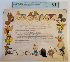 DISNEY WWII WAR BOND 1944 CERTIFICATE -Disney Stock + $75 Bonus Item picture