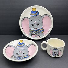 VTG Walt Disney Productions Childs Plate Bowl & Cup Set Ceramic Shower Gift 70s picture