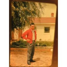 Vintage 35mm Kodachrome Color Slide Transparency Young Man Red Jacket House Tree picture