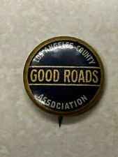 1890's LOS ANGELES COUNTY GOOD ROADS ASSN. Bicycle pinback button cycling picture