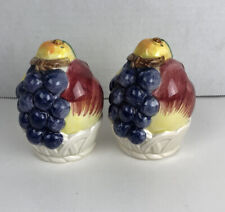 Otagiri Ceramic Salt & Pepper Shakers Fruit Basket Lattice Japan picture