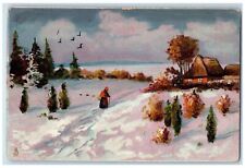 1912 Winter Scene Cabin Postcards O'er Hill and Dale Tuck Art Postcard picture