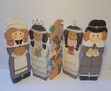Hand Painted Harvest Screen Folding Wooden 5 Panel Thanksgiving Decoration 12
