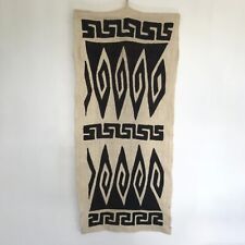 Vintage Abstract Spiral Black Beige Wool Bolivian Wall Hanging Boho Textile Art picture
