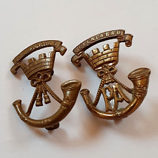 2 x Mixed Pair of Somerset Light Infantry Brass Collar Badges - British army picture