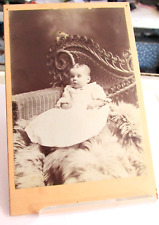 1880s-1900 Cabinet Card Photo of Cute Little Baby Girl Edith Sterling Holtsberry picture