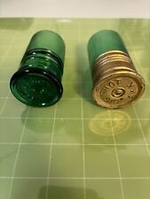 Pair Of Imperial Glass Green Trader Vic's | Big Shot | Shotgun Shell Glasses picture