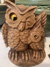 Vintage Mother Owl Winking At Baby Owl Bookends 1970s decor picture